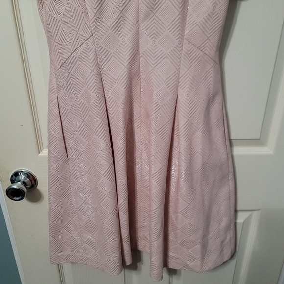 Vince Camuto 8 Lt Pink Short Sleeve Fit & Flare Dress Silver Lamé Metallic Fiber - Picture 7 of 13